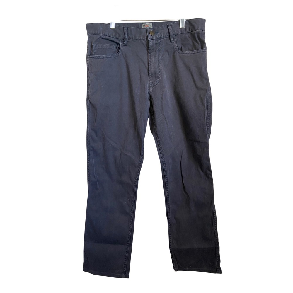 Faherty Brand Mens 31 Comfort Twill 5-Pocket Straight Leg Pants Navy MBC0010-NVY